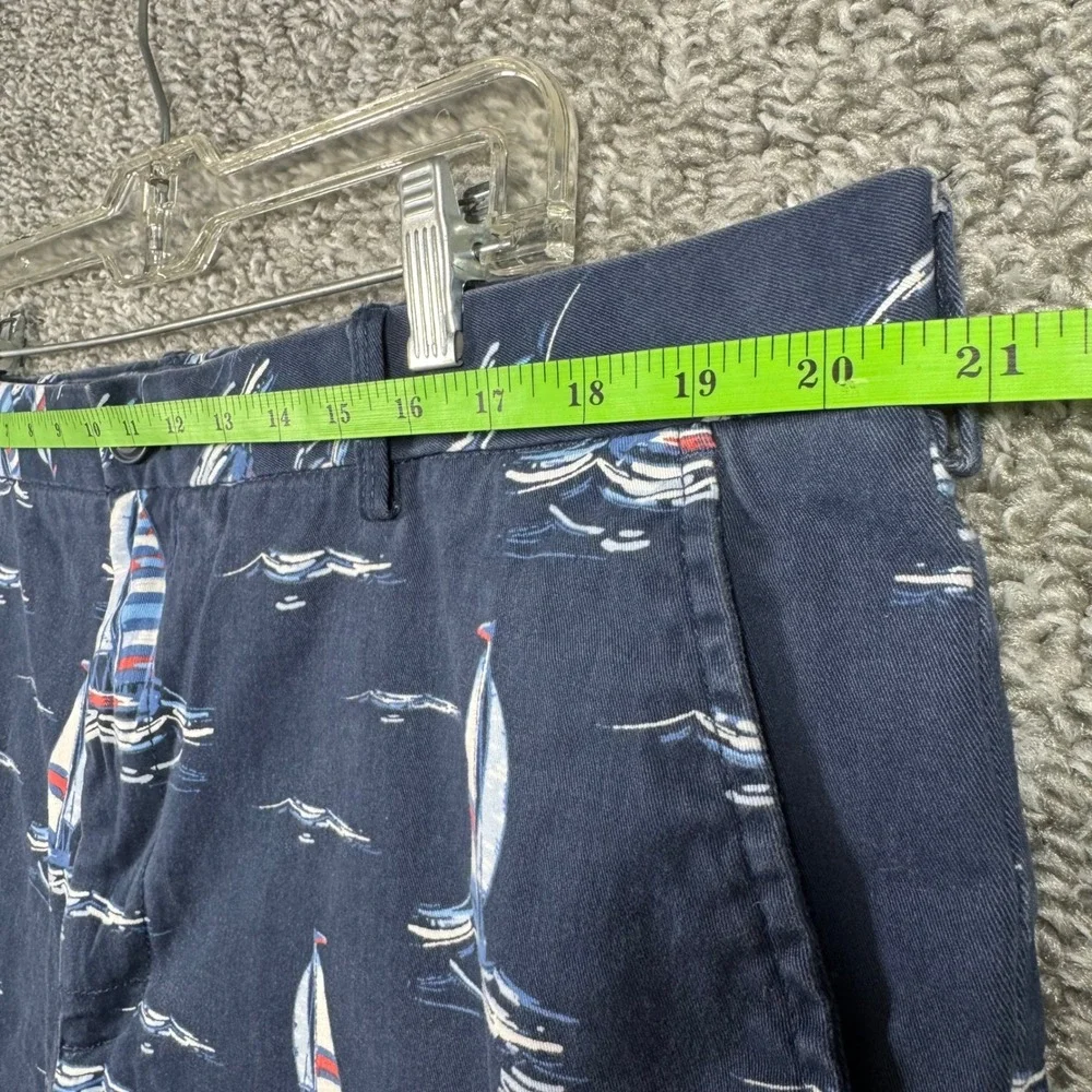IZOD Saltwater Stretch Shorts Sailboat Print Chino Nautical Navy‎ Blue Mens 40
